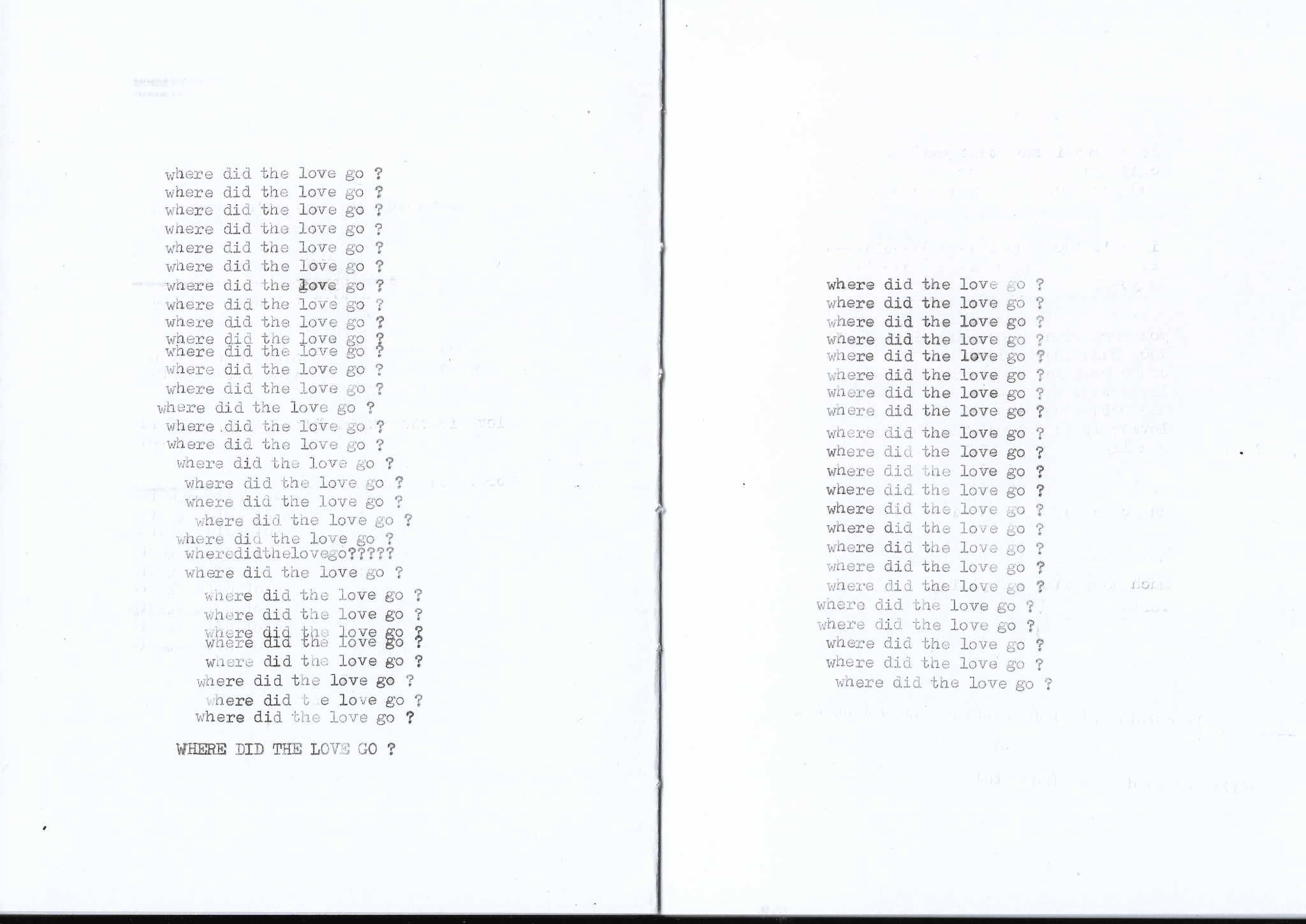 Pages du recueil répétant Where did the love go